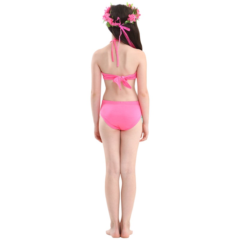 JOLLY 3-Piece Mermaid Swimming Suit With Bikini Set Pink/Blue  - Image 4
