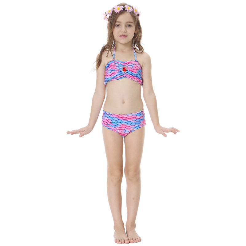 JOLLY 3-Piece Mermaid Swimming Suit With Bikini Set Blue/Pink  - Image 4