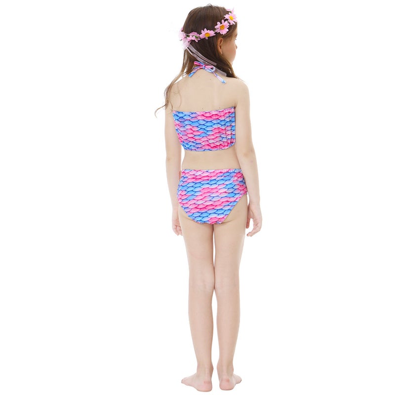 JOLLY 3-Piece Mermaid Swimming Suit With Bikini Set Blue/Pink  - Image 5