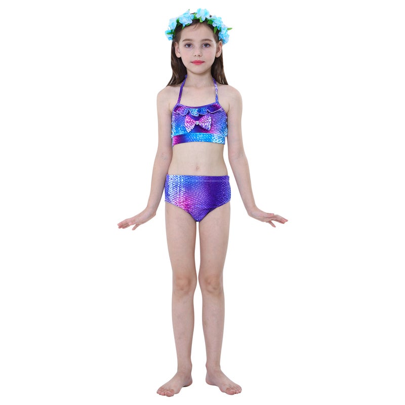 JOLLY 3-Piece Mermaid Swimming Suit With Bikini Set Blue/Pink  - Image 4