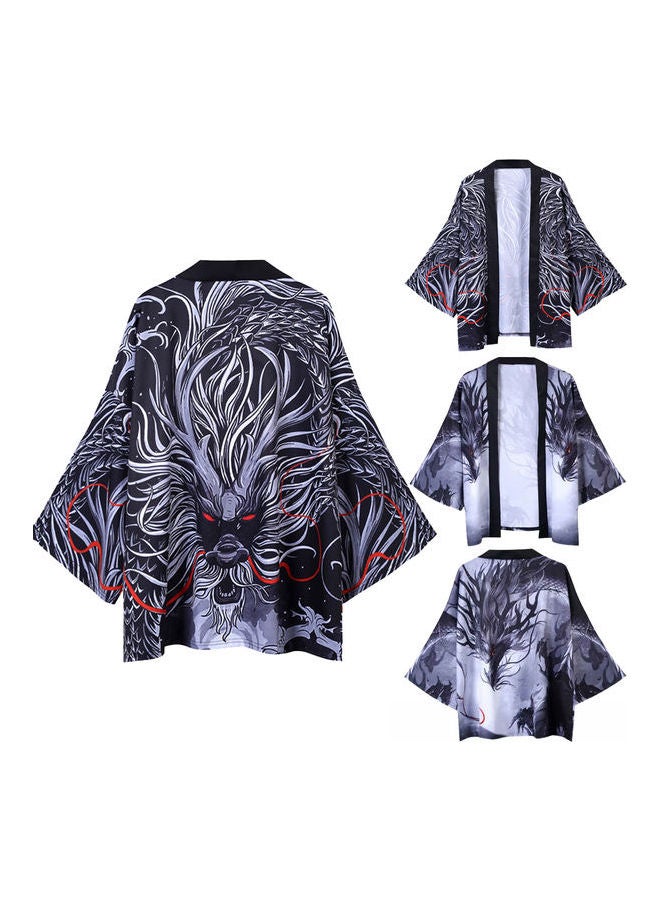 Generic - Chinese Style Dragon Kimono Loose Shirt Multicolour - Image 1