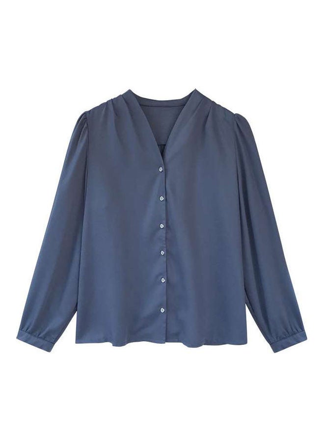 Long Sleeve Casual Work Shirt Blue - Image 1