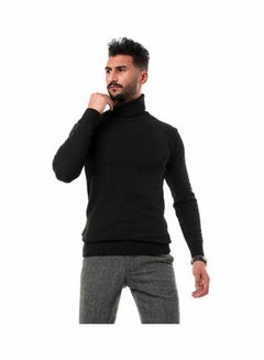 Knitted Ribbed High Neck Black