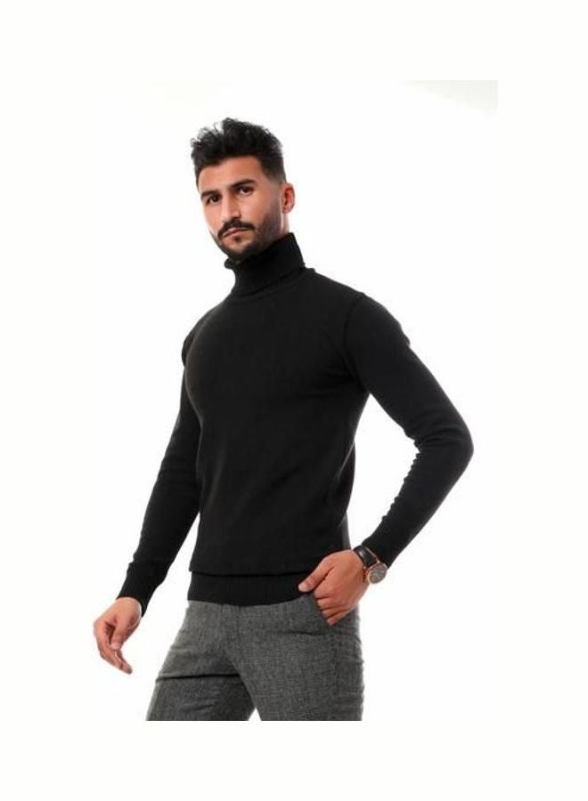 Andora - Knitted Ribbed High Neck Black - Image 1