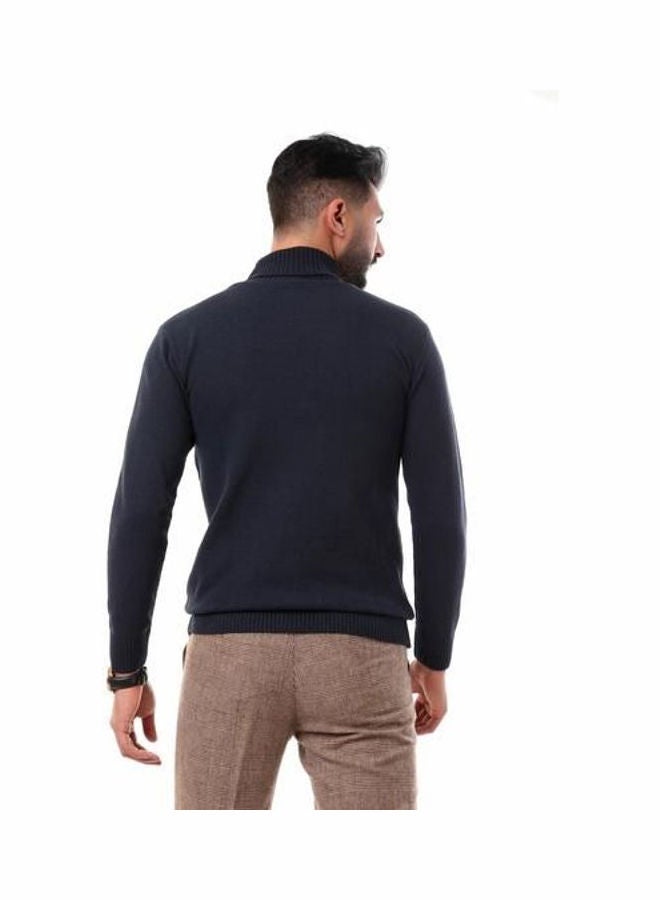 Andora Knitted Ribbed High Neck Navy  - Image 3