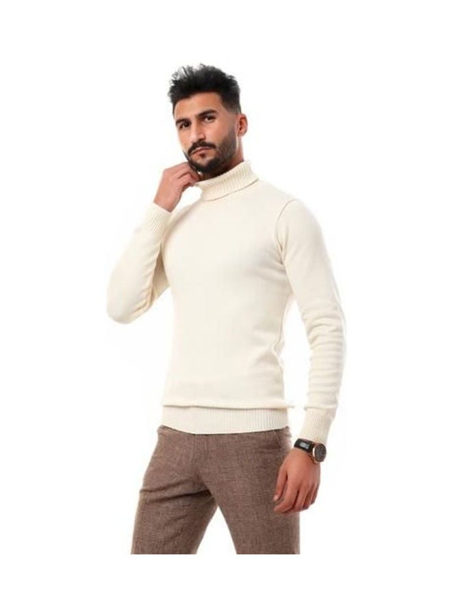 Andora - Knitted Ribbed High Neck Off White - Image 1