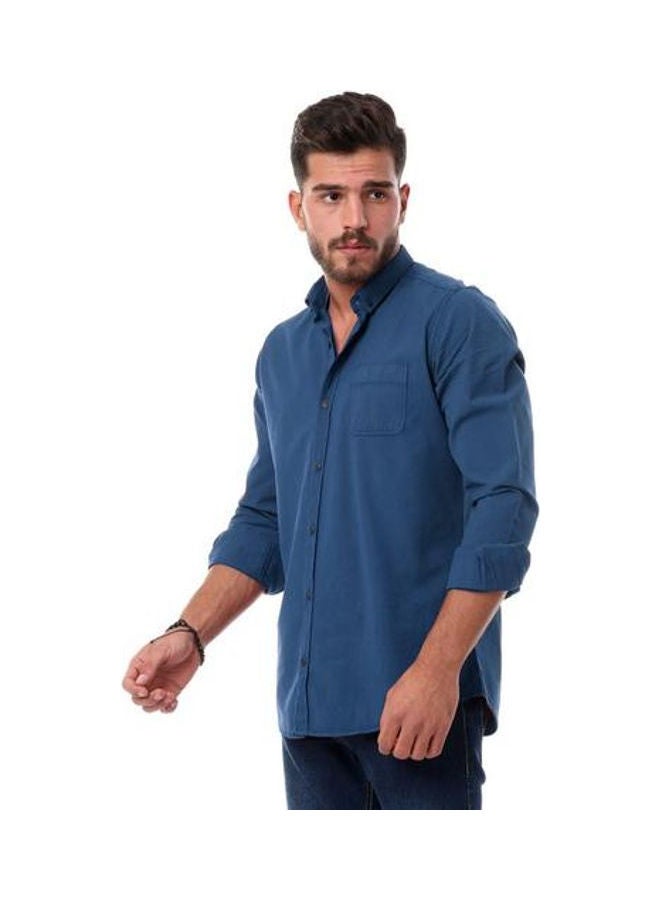 Andora Full Sleeves Plain Buttoned Indigo  - Image 2