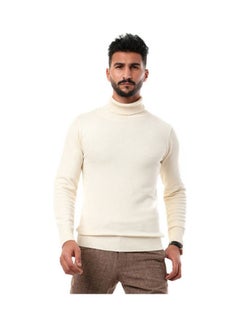 Andora Knitted Ribbed High Neck Off White  - Image 1