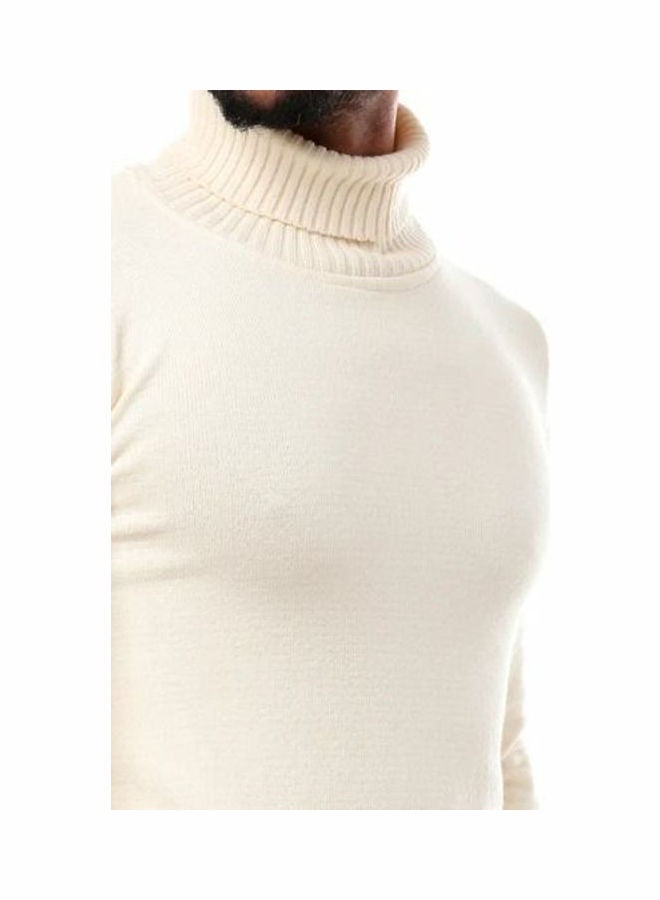 Andora - Knitted Ribbed High Neck Off White - Image 1