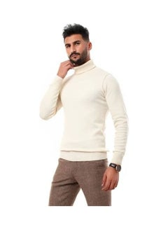 Andora Knitted Ribbed High Neck Off White  - Image 3