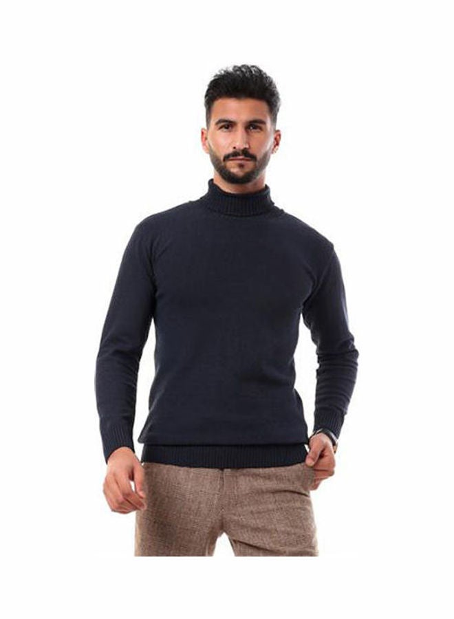 Andora Knitted Ribbed High Neck Navy  - Image 1