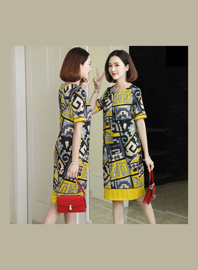 Short Sleeve Crew Neck Dress Multicolour - Image 1