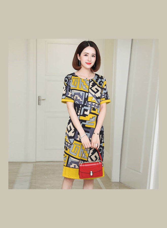Short Sleeve Crew Neck Dress Multicolour - Image 3