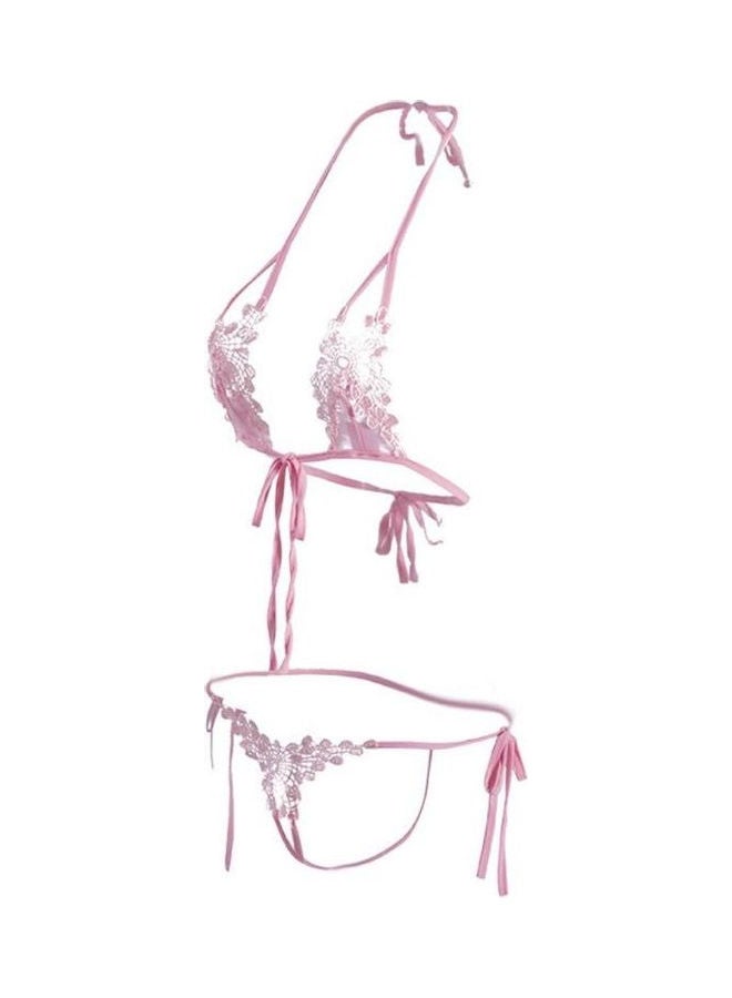 Adjustable Underwear Lingerie Set Pink 