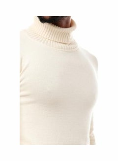 Andora Knitted Ribbed High Neck Off White  - Image 2