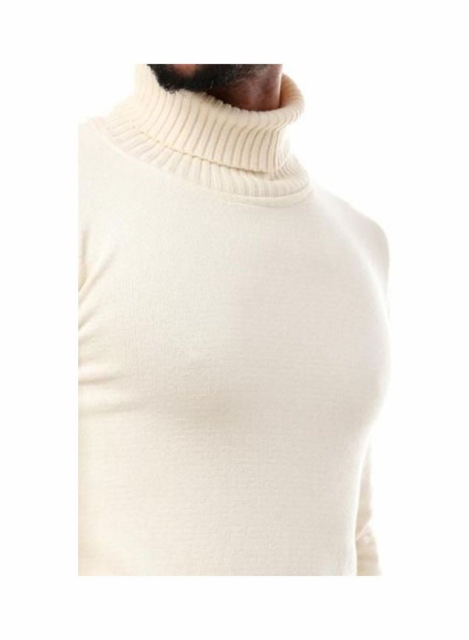 Andora - Knitted Ribbed High Neck Off White - Image 1