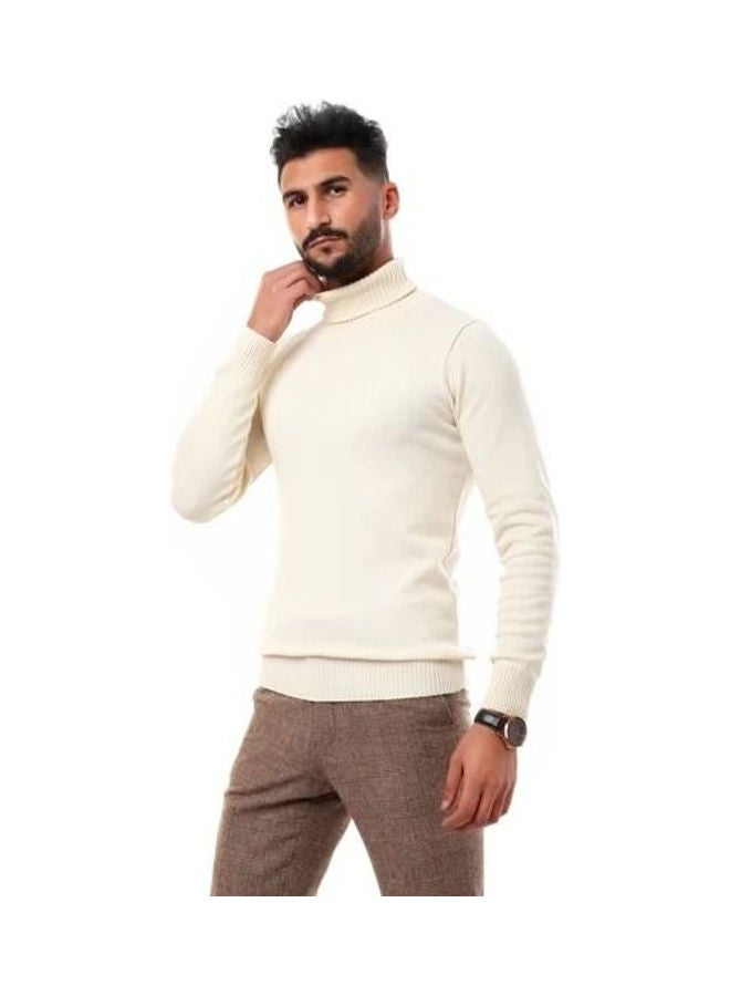 Andora - Knitted Ribbed High Neck Off White - Image 1