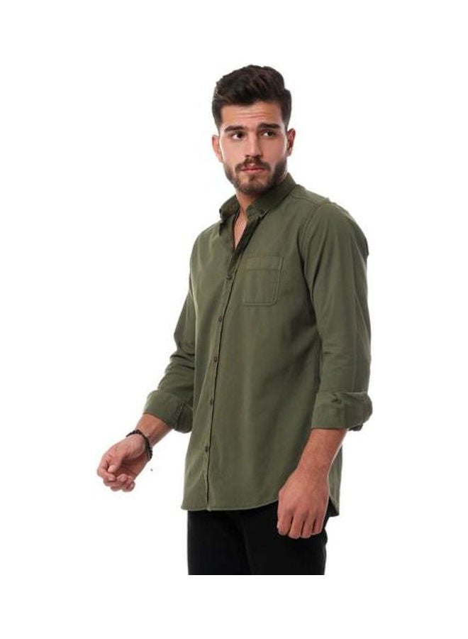 Andora Full Sleeves Plain Buttoned Olive - Image 2
