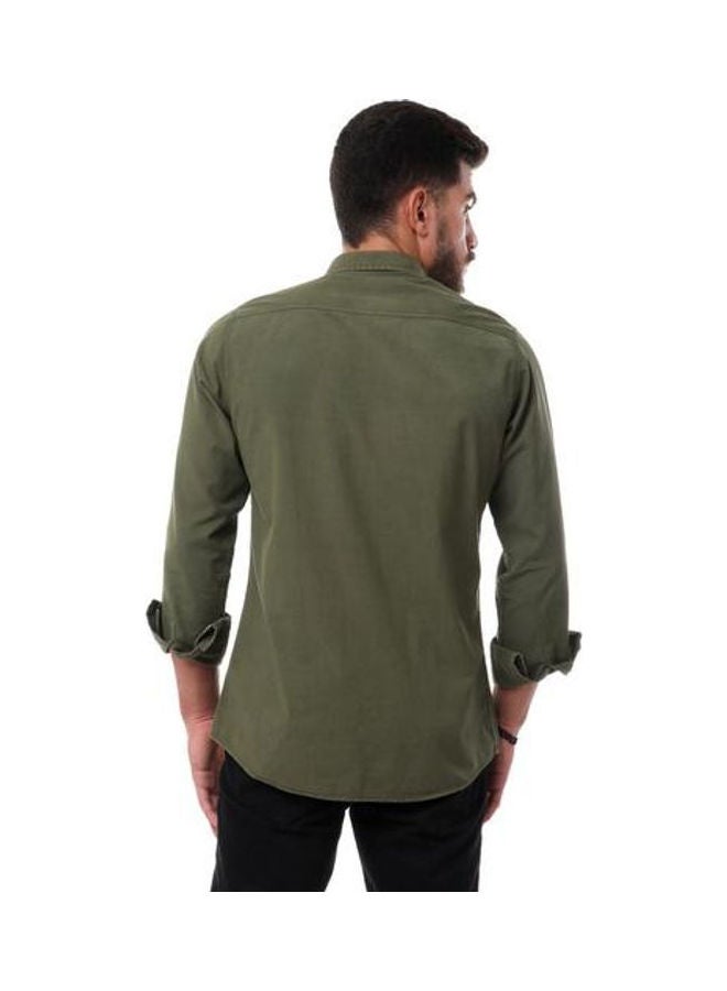 Andora Full Sleeves Plain Buttoned Olive - Image 3