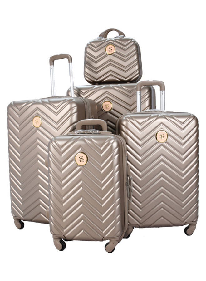 STAR LINE 5 Pieces Star Line Luggage Trolley Bags Set Gold - Image 1