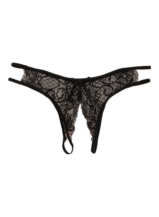 Generic Embroidered Pattern G-String Panty Black 