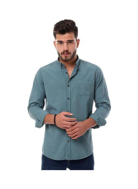 Full Sleeves Plain Buttoned Dark Mint