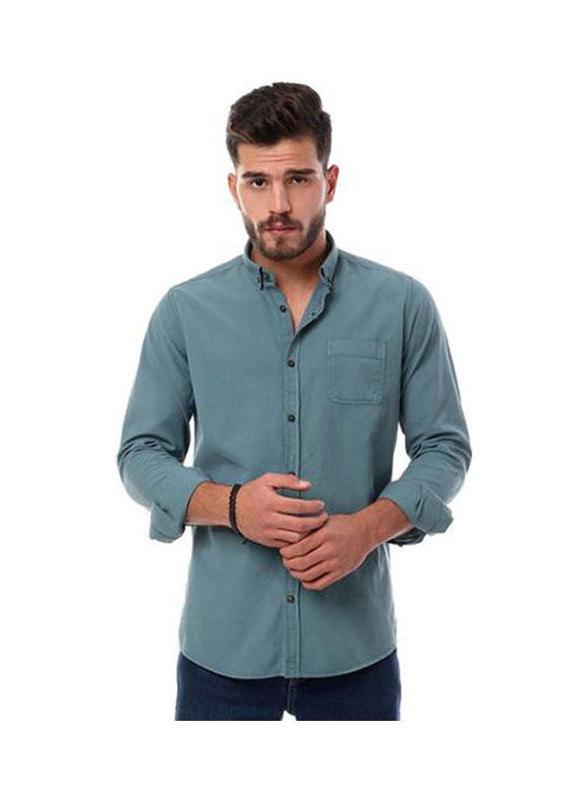Andora - Full Sleeves Plain Buttoned Dark Mint - Image 1