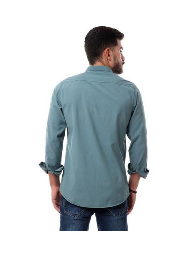 Andora - Full Sleeves Plain Buttoned Dark Mint - Image 1