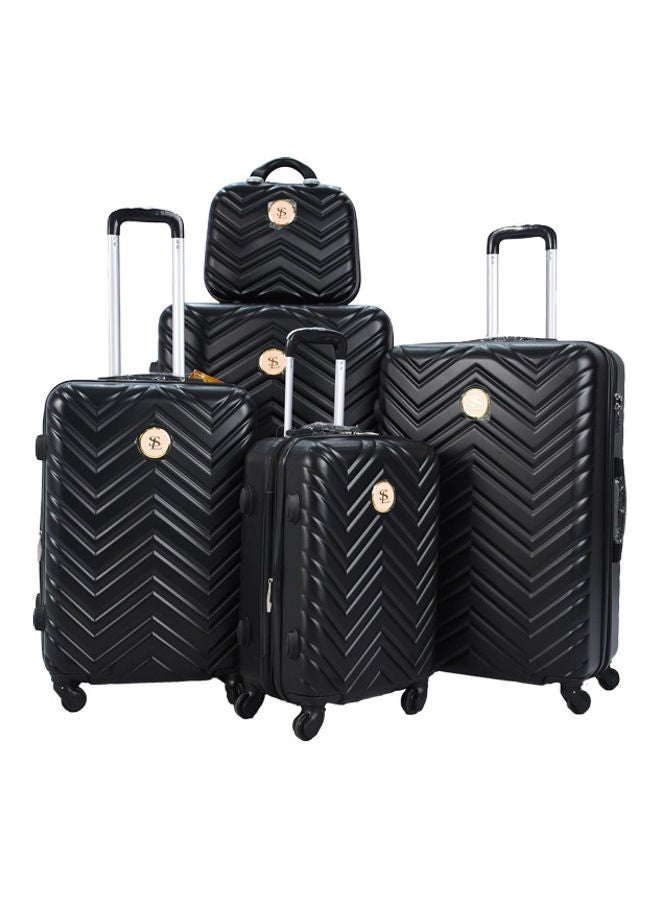 STAR LINE 5 Pieces Star Line Luggage Trolley Bags Set black - Image 1