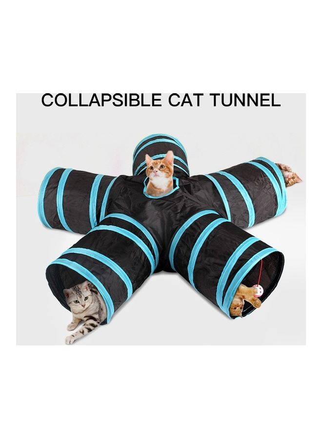 Cat Tunnel Toy 5 Way Tunnels Extensible Foldable Portable Durable Tunnel Toys With Bell black/blue 31 X 31 X 4cm - Image 2