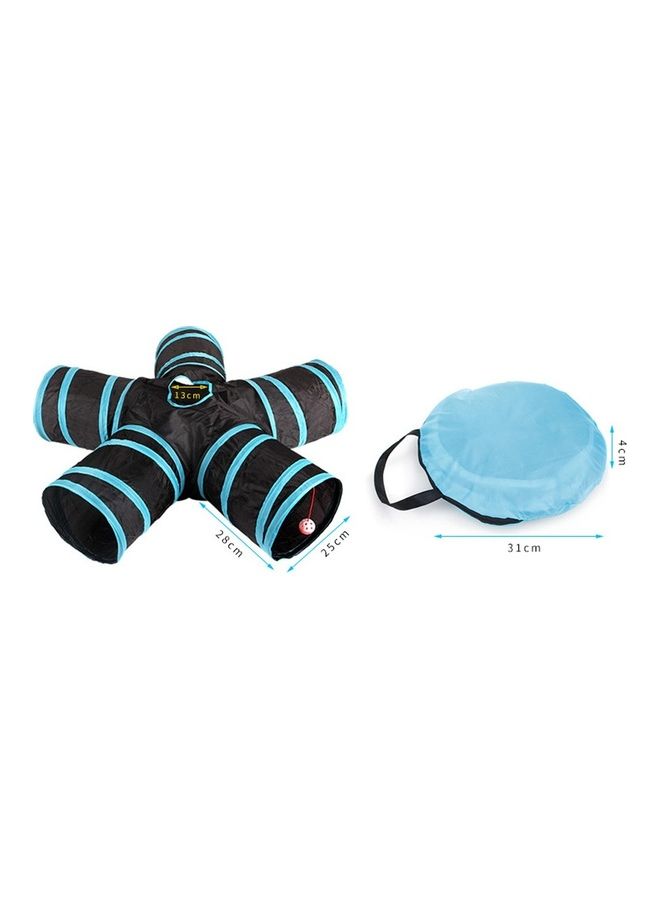 Cat Tunnel Toy 5 Way Tunnels Extensible Foldable Portable Durable Tunnel Toys With Bell black/blue 31 X 31 X 4cm - Image 3