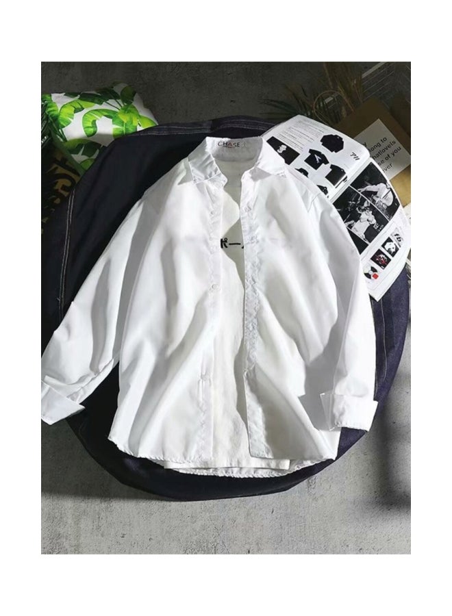 Men Long Sleeve Shirt White - Image 3