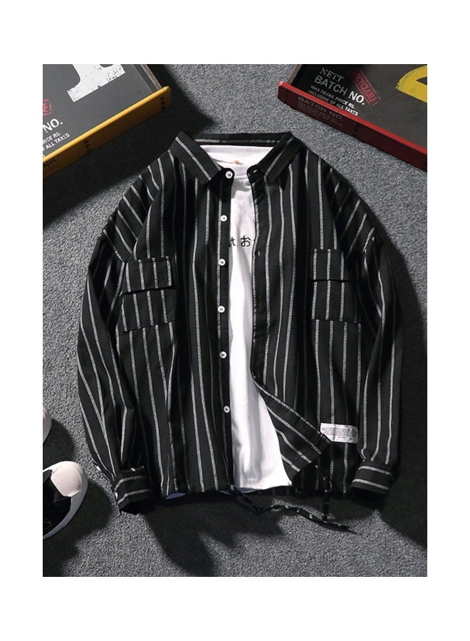 Good Quality Turn Down Collar Shirt Black