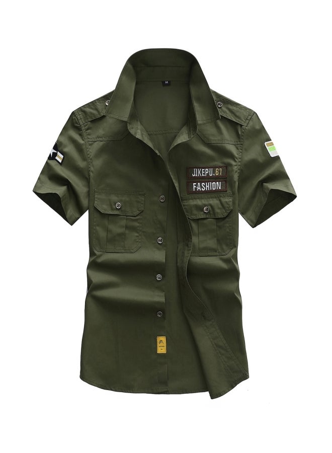 Breathable Short Sleeve Casual Shirt Green