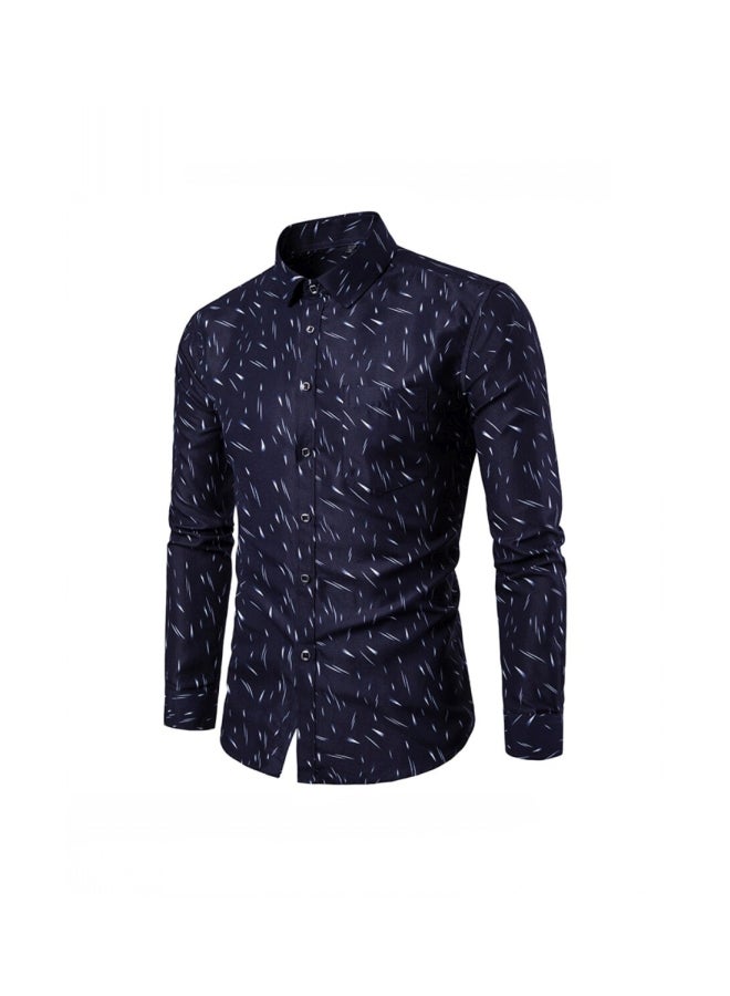 Casual Long Sleeve Simple Shirt Blue/White