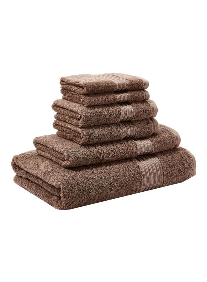 White Rose 6-Piece Cotton Towel Set Chocolate  - Image 1