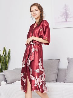 JOLLY Bird Printed Night-Robe Red  - Image 3
