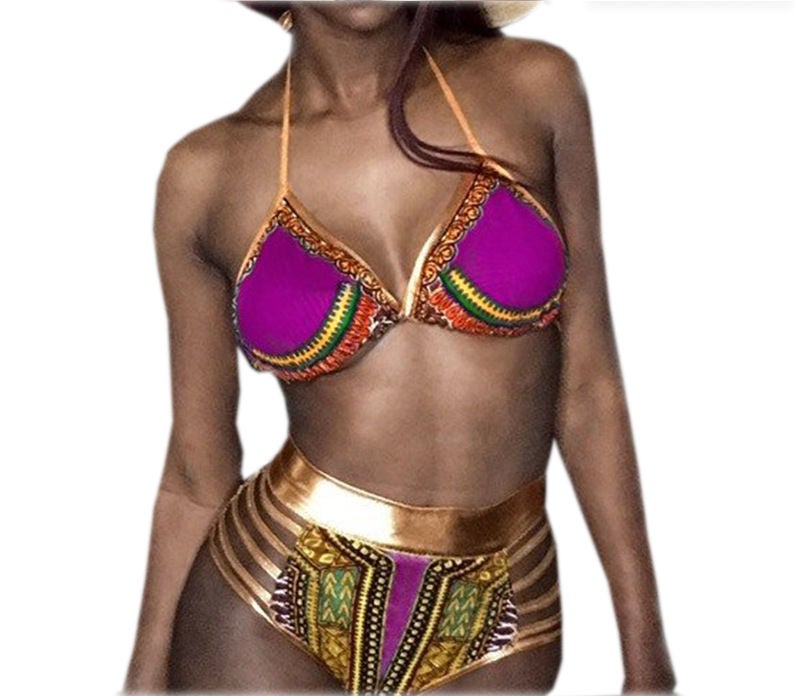 Contrast Print Bikini Set Purple/Gold - v1612534115/N44062877V_2