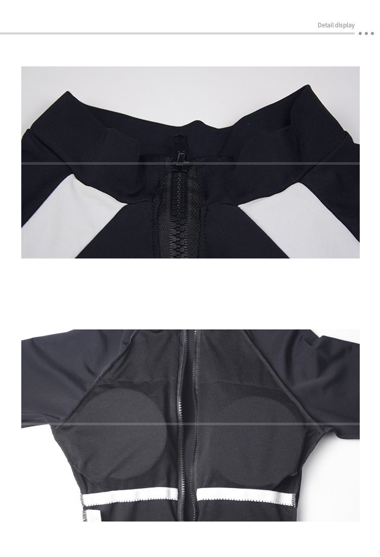 JOLLY - Long Sleeve One-Piece Swimsuit Black/White - Image 1