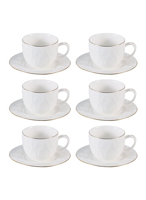 12-Piece Cup And Saucer Set White 120ml