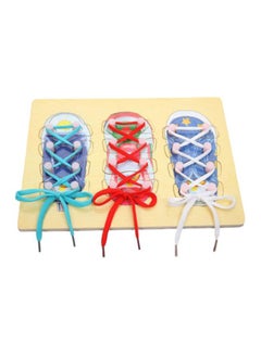 Early Educational Creative Wooden Blocks Board Toy With Realistic Shoes Pattern and Shoelaces 30x22cm