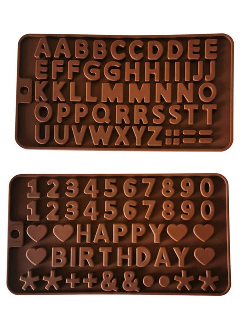 Double Pack Of Alphabets Letter Silicone Mould Brown 21 x 11cm