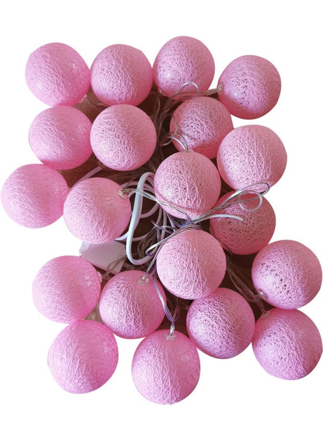 asmat 20-LED Cotton Ball String Light Pink 6meter - Image 1