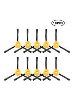 Generic 10-Piece Replacement 3-Armed Side Brushes For Ecovacs Deebot N79 N79S Robotic Vacuum Cleaner H22455-10-KM Black/Yellow  - Image 1