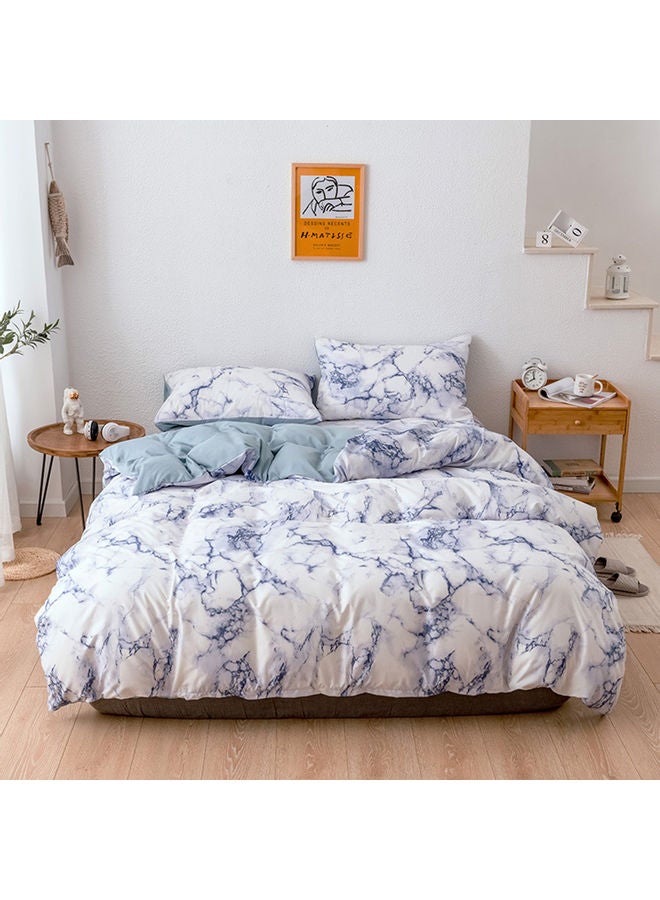 طقم شرشف بحواف مطاطية وشرشف سرير وغطاء وسادة مكون من 3 قطع microfiber أزرق 30x5x30سم - Image 1