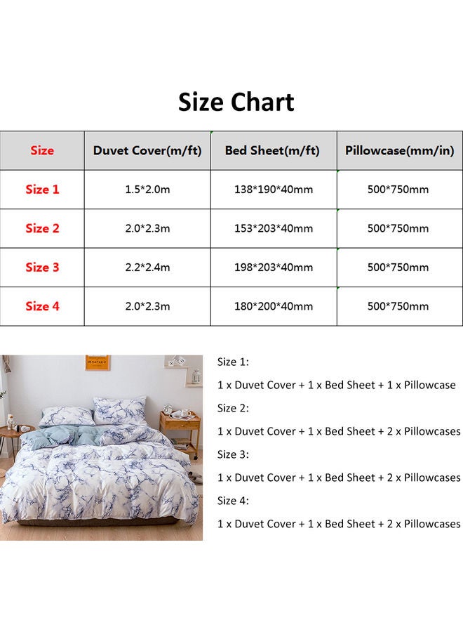 طقم شرشف بحواف مطاطية وشرشف سرير وغطاء وسادة مكون من 3 قطع microfiber أزرق 30x5x30سم - Image 2