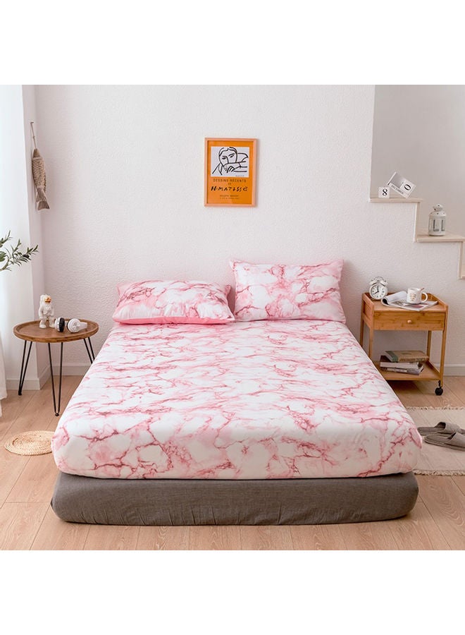 مجموعة شرشف بحواف مطاطية وشرشف سرير وغطائين للوسائد مكونة من 4 قطع microfiber وردي 40x5x30سم - Image 2