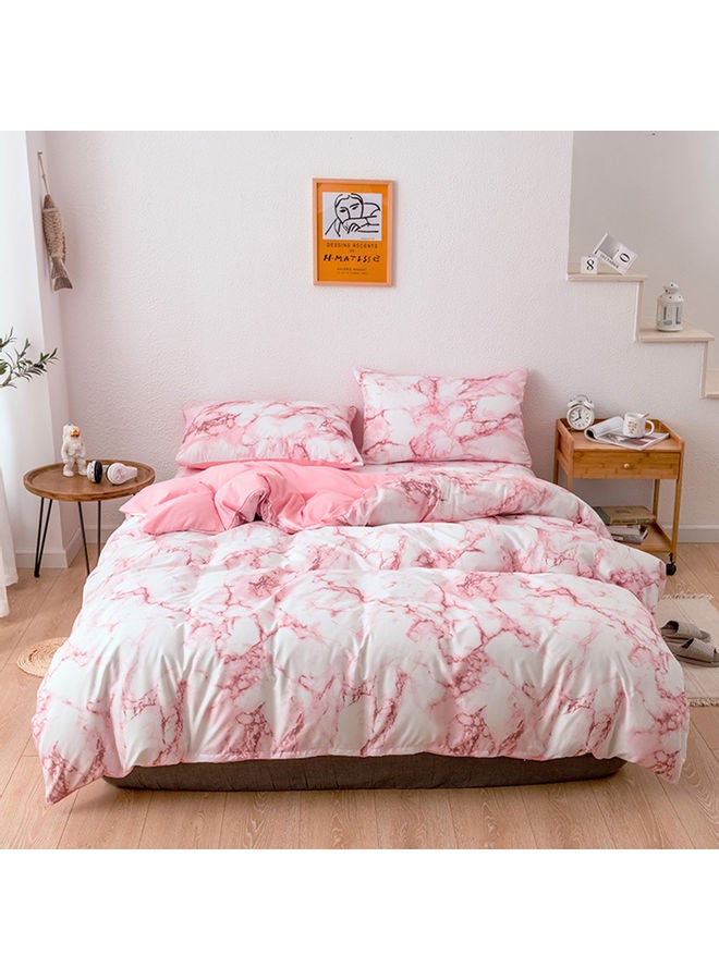 مجموعة شرشف بحواف مطاطية وشرشف سرير وغطائين للوسائد مكونة من 4 قطع microfiber وردي 35x5x30سم
