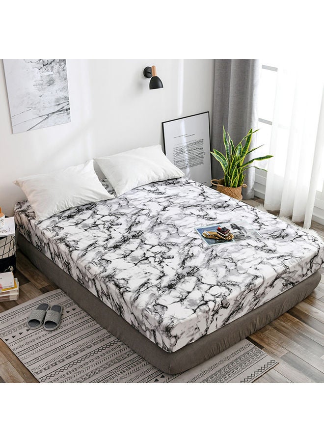 طقم شرشف سرير بحواف مطاطية مكون من 4 قطع مع غطائين للوسادة microfiber أبيض/ أسود 40x5x30سم - Image 5