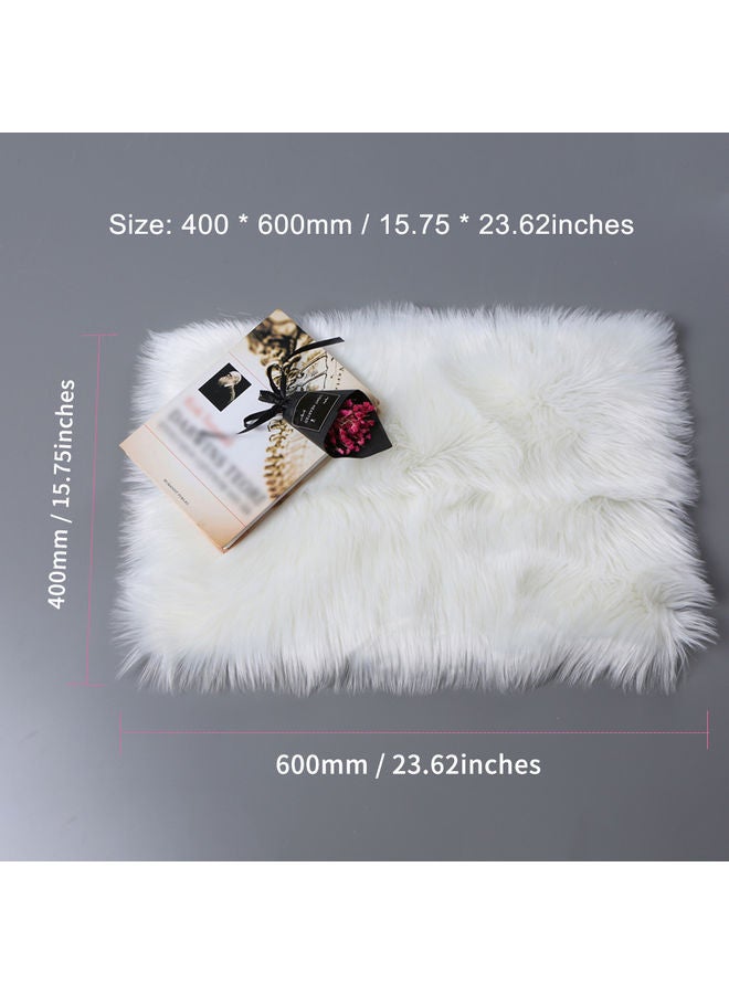 Ultra Plush Fluffy Rugs wool White 60x40cm  - Image 2